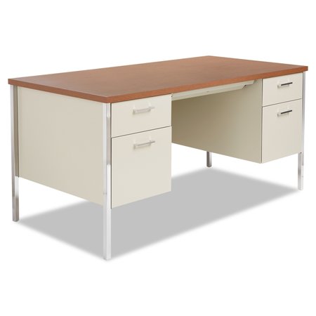 Alera Pedestal Desk, 30 in D, 60" W, 29-1/2 in H, Cherry, Steel ALESD216030PO